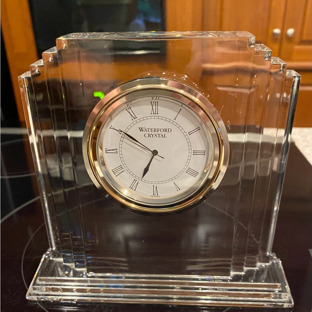 WATERFORD Lead Crystal Germany 6" Mantle / Desk Clock